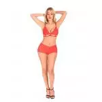 Conjunto de Encaje Rojo con Cachete