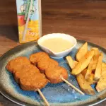 Pincho de pollo apanado