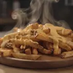 Porção batata frita com queijo