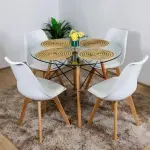 Mesa Eames 80 cm + 4 sillas tulip