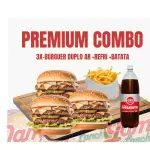 3X-BURGUER DUPLO AR +REFRI +BATATA