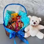 Kit Cesta c/ Pelúcia Urso Branco