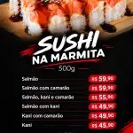 Sushi na marmita salmão com Kani