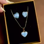 Set corazón Larimar con aretes