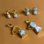 Set Greca Larimar con aretes plata