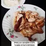 1/4 de pollo a la leña con nabo encurtido