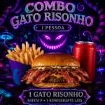 Combo gato risonho 1 pessoa