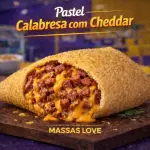 Pastel de Calabresa com Chedaar)