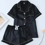 Pijama satinado negro
