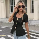 Blusa sastrera negra mangas M