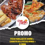PIZZA FAMILIAR CON CANASTA DE ALAS