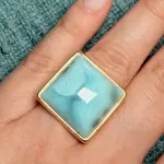 Anillo Cuadrado Larimar