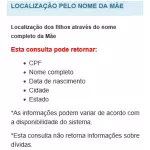 LOCALIZAÇÃO PELO NOME DA MÃE