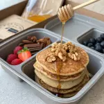 Banana & Walnut Pancakes with Honey