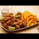 Frango a passarinho c/fritas