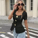 Blusa sastrera negra con manga