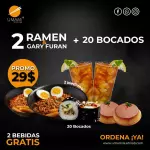 2RamenM, 20Rollos, 2Té, 2postre