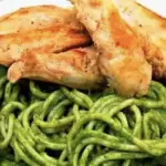 Spaghetti pesto met kip milanaise