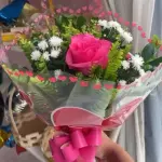 Mini buquê de rosa rosa