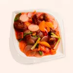 Gruyoc de pollo con durazno