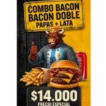 COMBO BACON:1 DOBLE BACON, PAPA,LATA