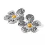 Aros grandes de flor 2 tonos Inox.