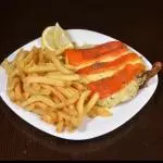 Suprema con Jamon y Morron con Papas Fritas