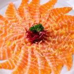 Carpaccio Salmão siciliano flor sal