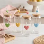 Vaso corazón con tapa de bambú