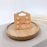 Trio de Brincos Coração Cristal