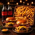 2 BURGER + PAPA CHEEDAR + 2 BEBIDAS