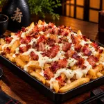 Batata Frita, cream chesse e Bacon