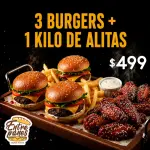 3 Burgers + 1 Kilo de Alitas