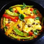 Paella filé de Peixe robalo