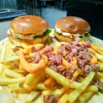 Dois B.de frango+ fritas e bacon