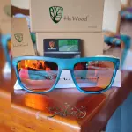 Gafas bambú polarizadas rojo/azul