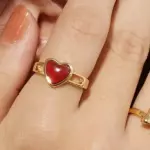 Anillo regulable rojo Chapa Oro 18k