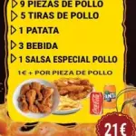 9piezas pollo 5 tiras po 1 pat 3 beb