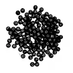 Cuentas negras con letras plateadas