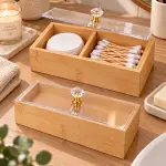 Organizador bambú con compartimentos