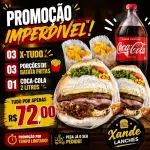 3 X-tudo +Coca Cola 02 Litros