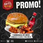 Hamburguesa de Queso + 4 Alitas/bone