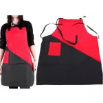 Delantal de peluquería rojo y negro