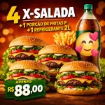 4 xis +fritas+refrigerante 2l
