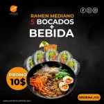 Ramen Mediano, 5Rollos, 1Té