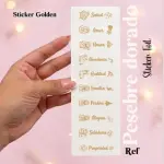 Sticker pesebre dorado foil