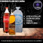 Flor de caña+coca+hielo