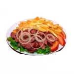 Calabresa Acebolada e Batata Frita