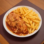 Bife á Parmegiana com Batata Frita