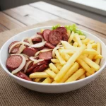 1/2 porção de calabresa C/fritas